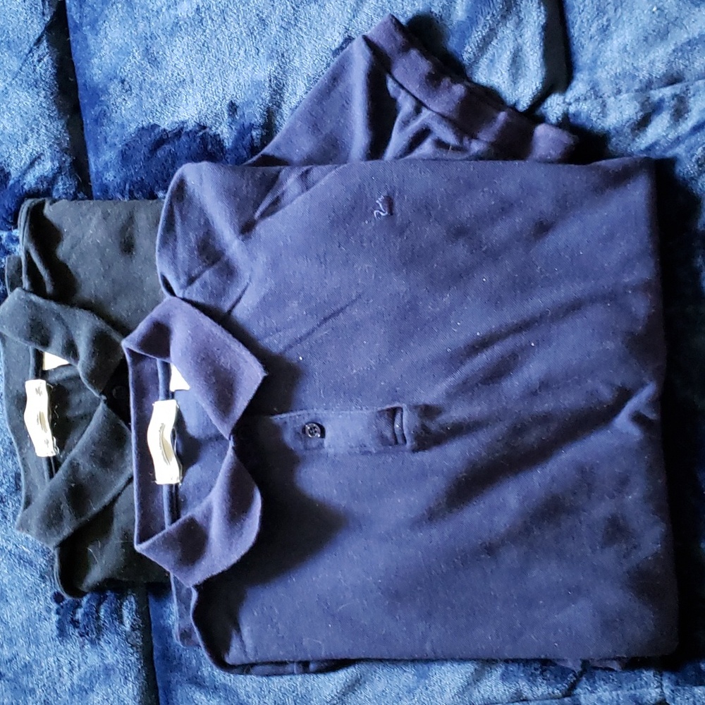 2 Gloria Vanderbilt polo top shirt short sleeve 44 24 vintage retro black blue